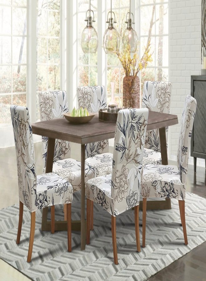 SPRINGRICO Chair Covers for Dining Room Set of 4, Stretch Dining Chair Cover, Washable Spandex Kitchen Parsons Chair Slipcovers, Removable Seat Protector for Home or Party (4 Pack, Floral Beige) - Image 2